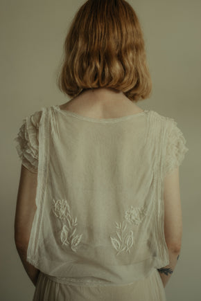 1920s French embroidered tulle dress