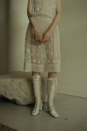 1920s French embroidered tulle dress