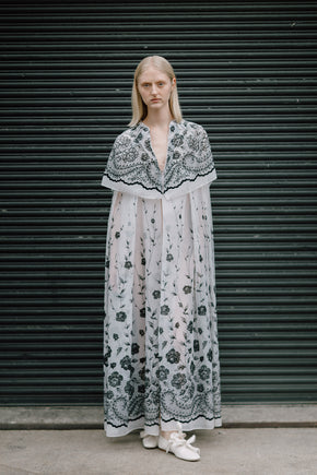 1940s French organza printed evening cape