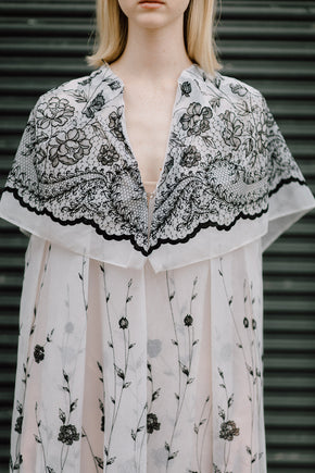 1940s French organza printed evening cape