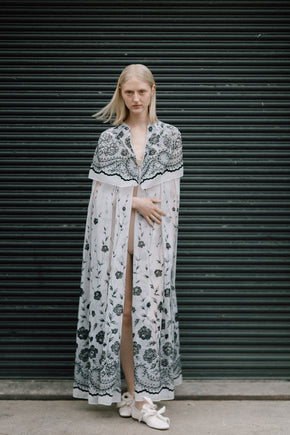 1940s French organza printed evening cape