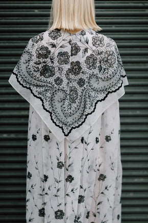 1940s French organza printed evening cape
