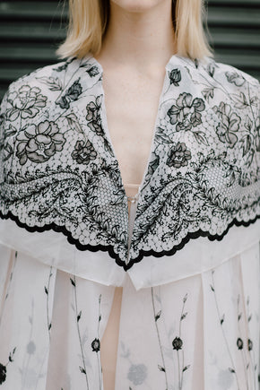 1940s French organza printed evening cape