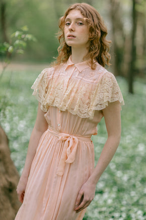 1930s embroidered silk lace nightgown Paris