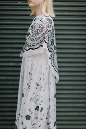 1940s French organza printed evening cape