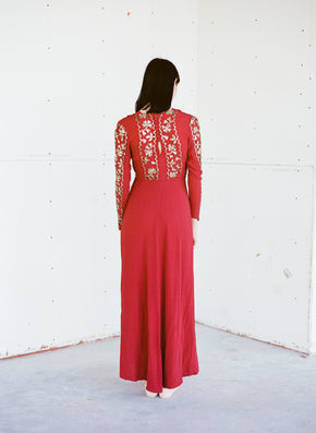 1930s crepe sequinned gown