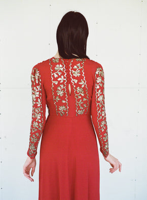 1930s crepe sequinned gown