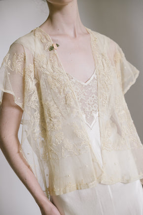 1920s embroidered net blouse