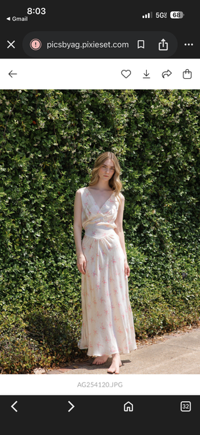 1930s floral bias silk nightgown, USA