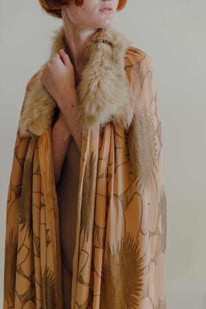 1920s silk velvet lamè & fur cape