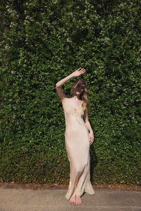 1930s French silk lace fishtail hem nightgown