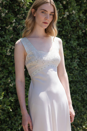 1930s bias muted sage silk nightgown, France