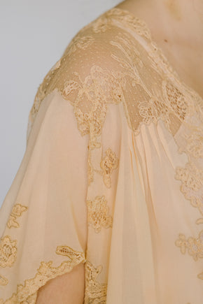 1920s French silk lace bed jacket