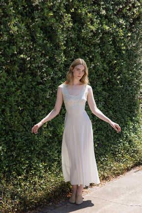 1930s bias muted sage silk nightgown, France