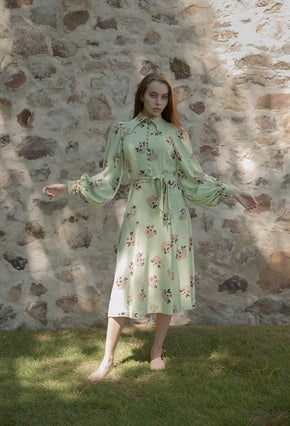 1970s Ossie Clark Birtwell print moss crepe dress