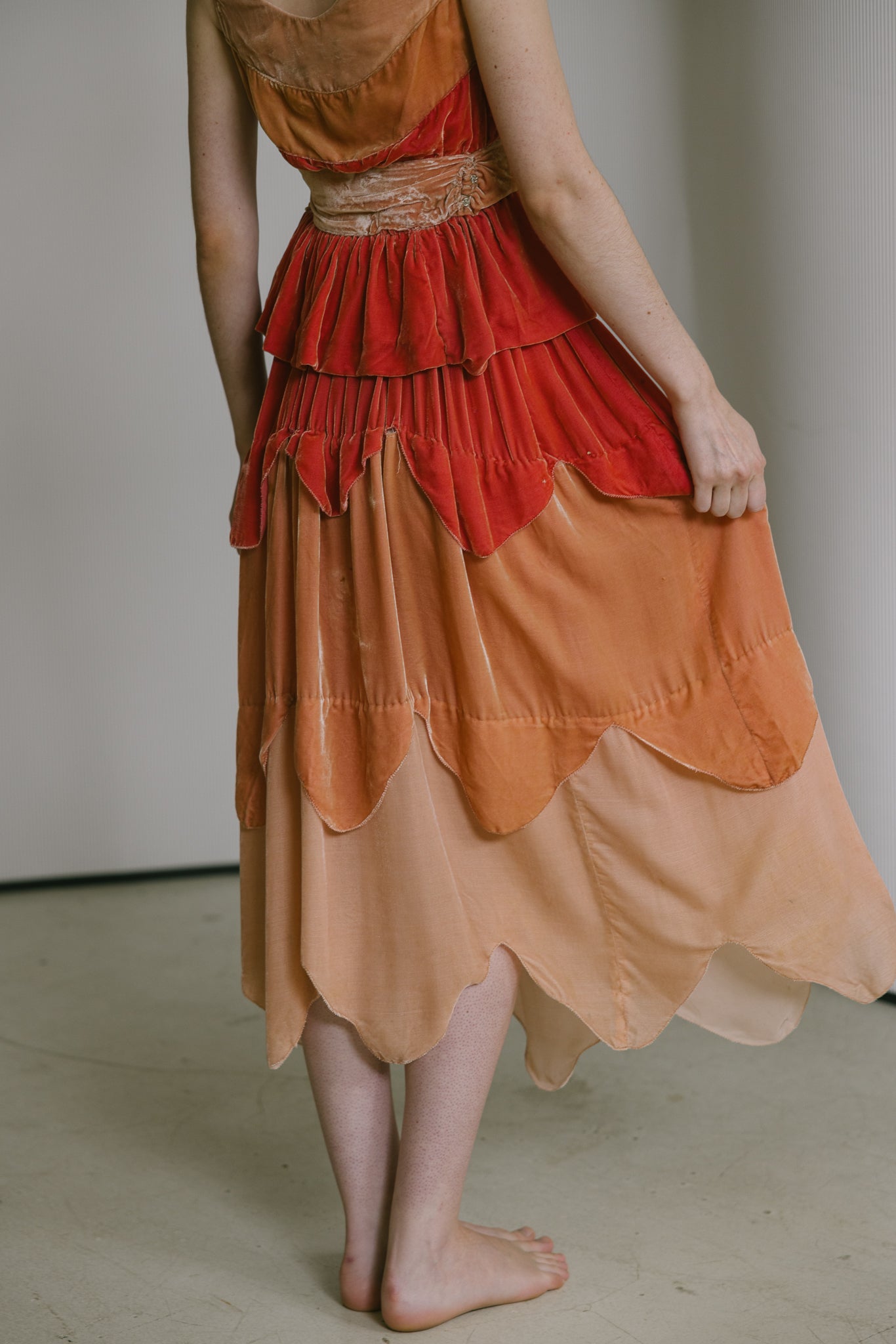 1930s French paneled velvet gown