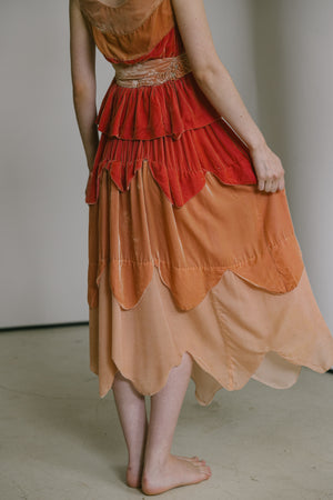1930s French paneled velvet gown