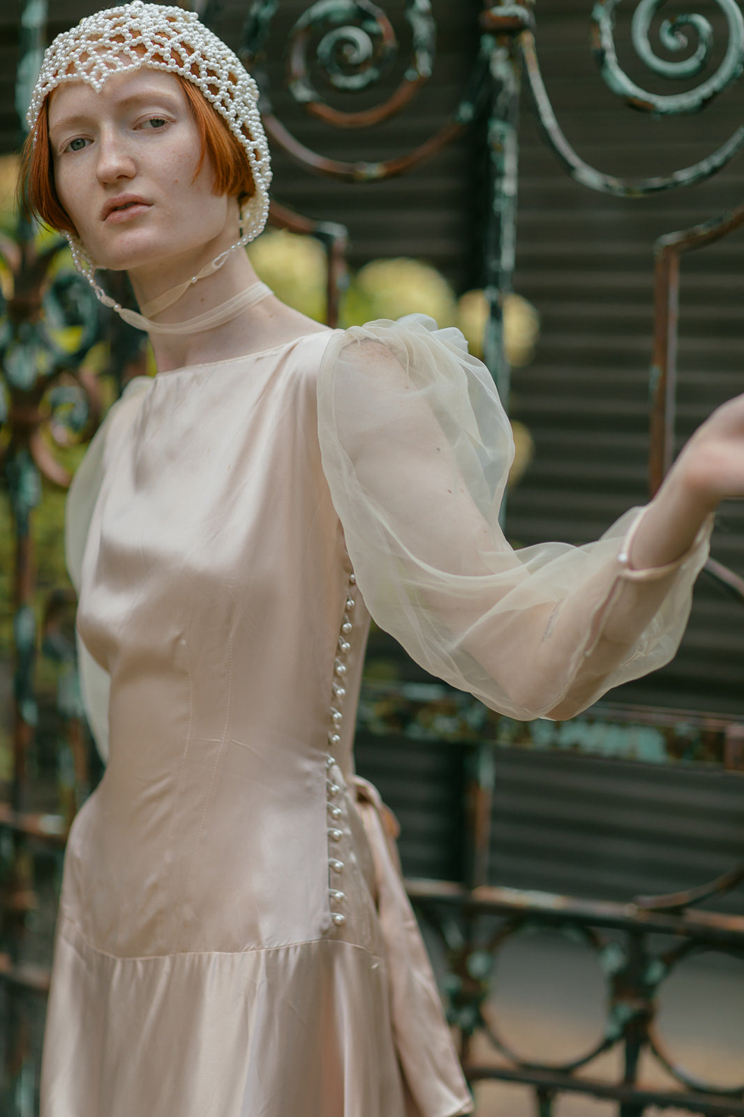 1930s reconstructed slipper pink dress