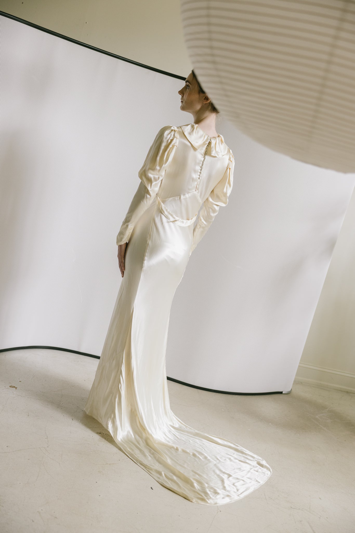 1930s European silk lace wedding gown