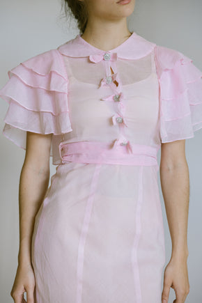 1930s petal pink cotton gown