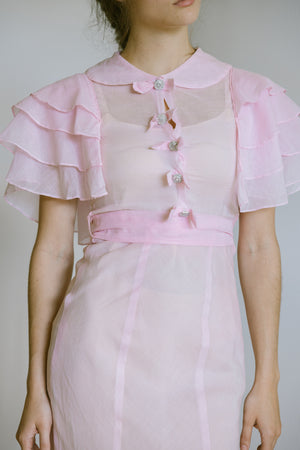 1930s petal pink cotton gown