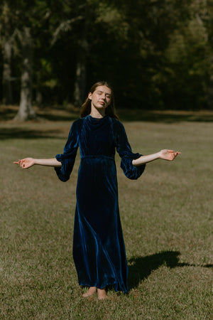 1930s jewel tone silk velvet gown