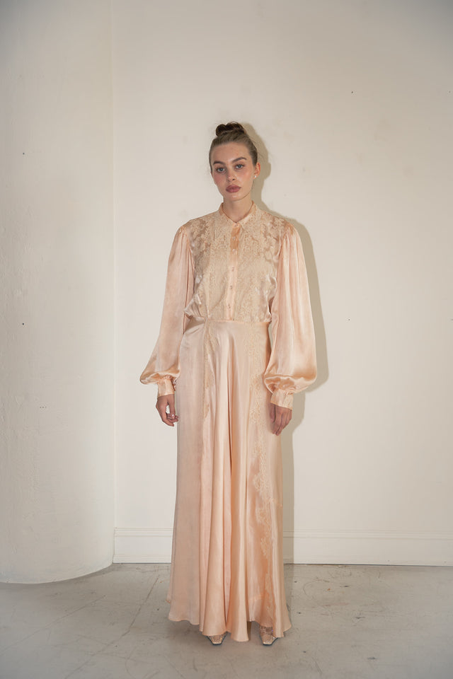 1930s French satin lace nightgown