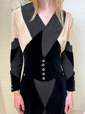 1930s art deco Crepe velvet dress