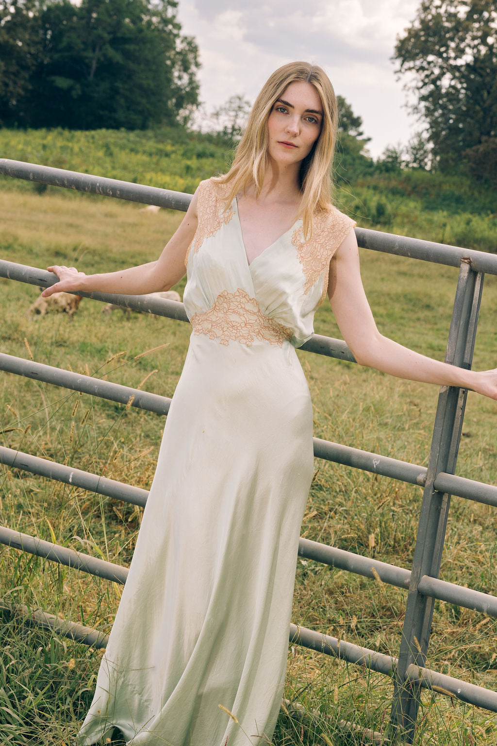 1930s green silk lace nightgown