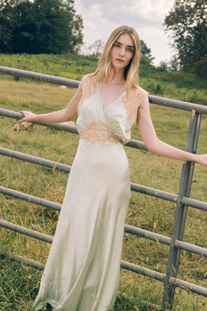 1930s green silk lace nightgown