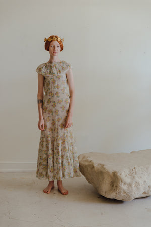 1930s floral printed Organdy evening dress