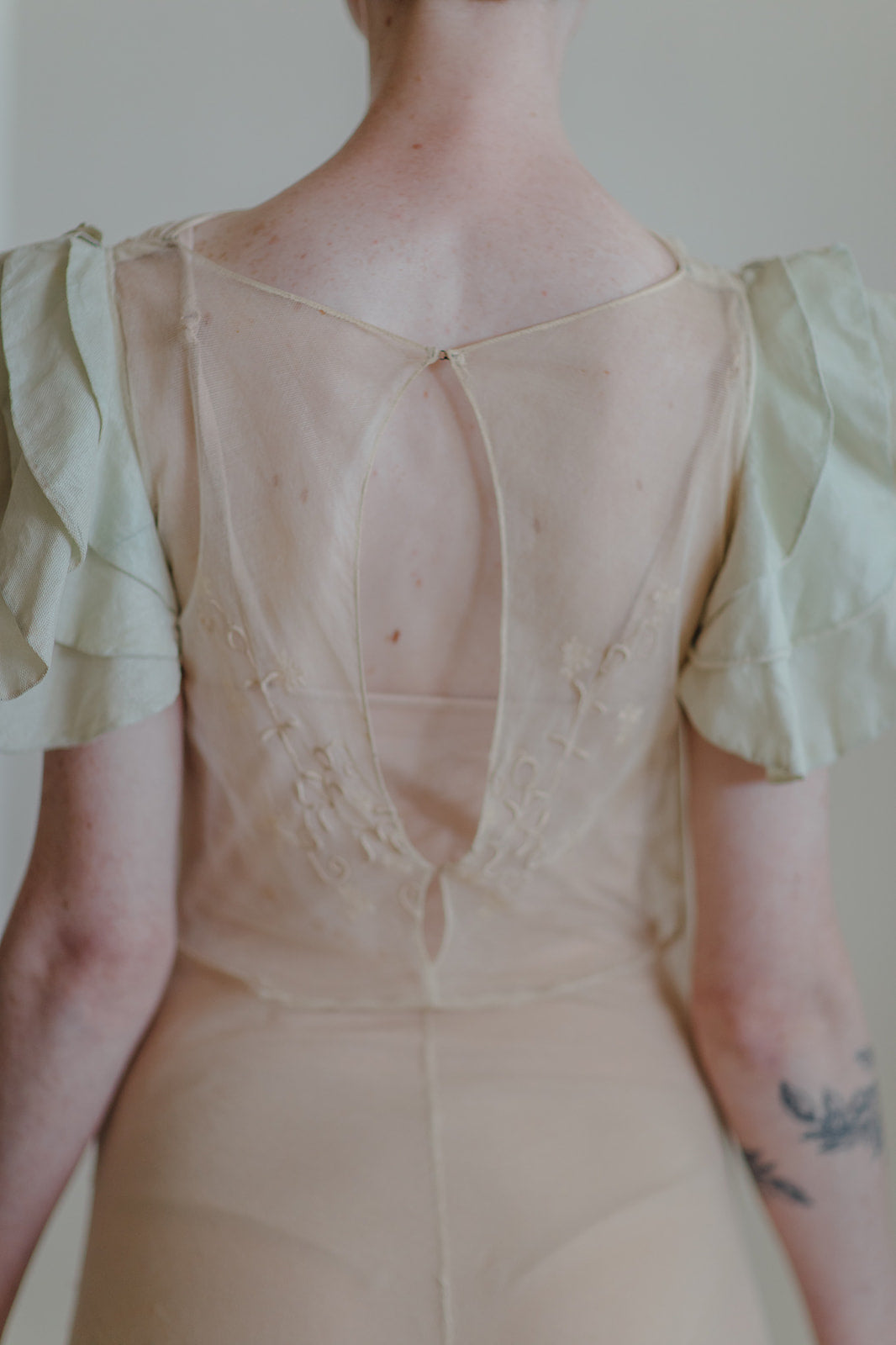 1930s embroidered net gown