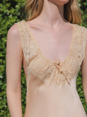 1930s French silk lace fishtail hem nightgown