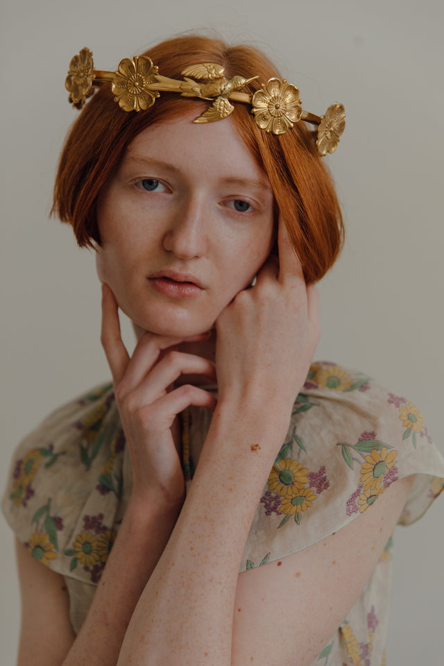 19th century french repoussè napoleon III gilt gold headpiece