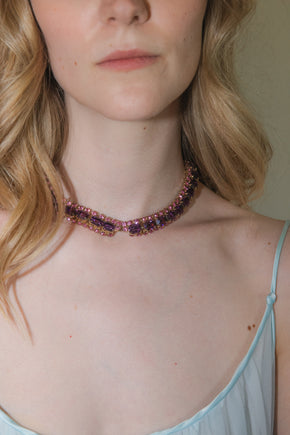 Vintage 1950s Austrian pink prong set crystal necklace