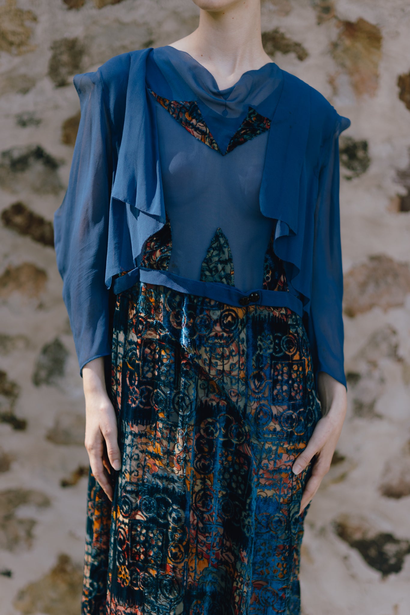 1922 cut velvet afternoon dress