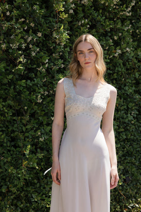 1930s bias muted sage silk nightgown, France