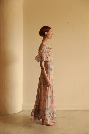 30s printed organdy floral gown