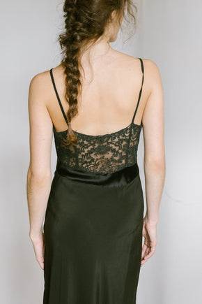 1930s scalloped silk lace slip dress