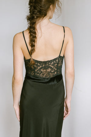 1930s scalloped silk lace slip dress