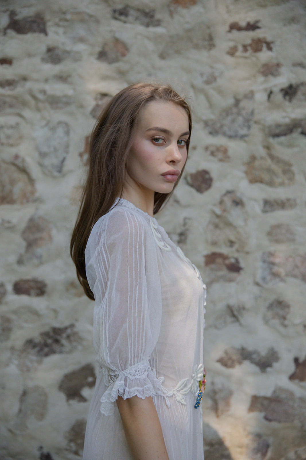 Antique 1900s tulle wedding gown