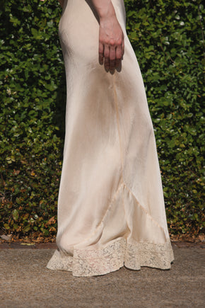 1930s French silk lace fishtail hem nightgown