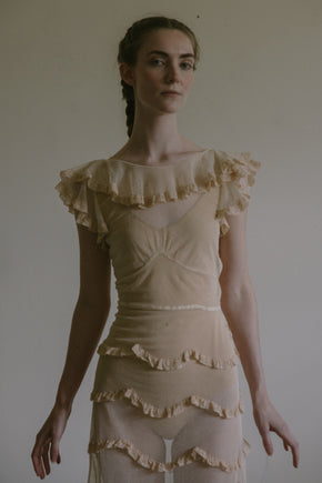 1930s layered tulle net gown