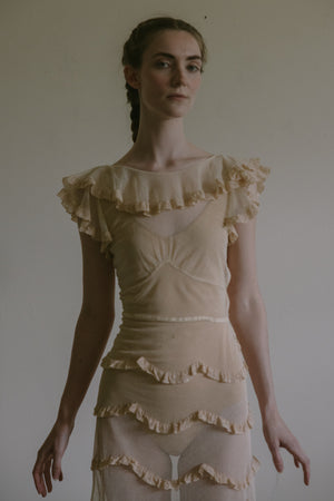 1930s layered tulle net gown