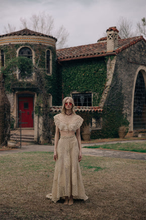 1900s silk lace appliqué skirt