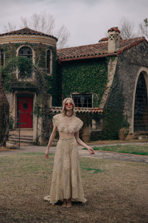 1900s silk lace appliqué skirt