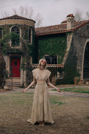 1900s silk lace appliqué skirt