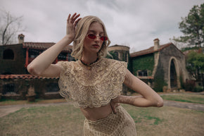 1900s lace appliqué collar blouse