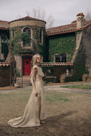 1900s silk lace appliqué skirt