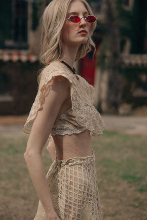 1900s silk lace appliqué skirt